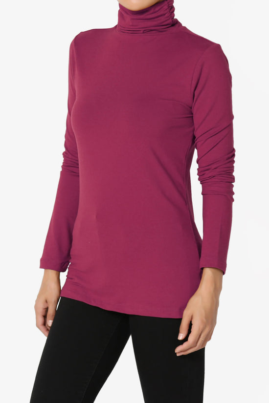 Viable Ruched Turtle Neck Long Sleeve Top WINE_3