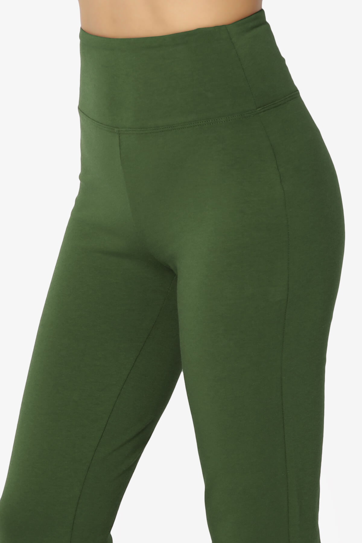 Zaylee Raw Hem Flared Comfy Yoga Pants ARMY GREEN_5