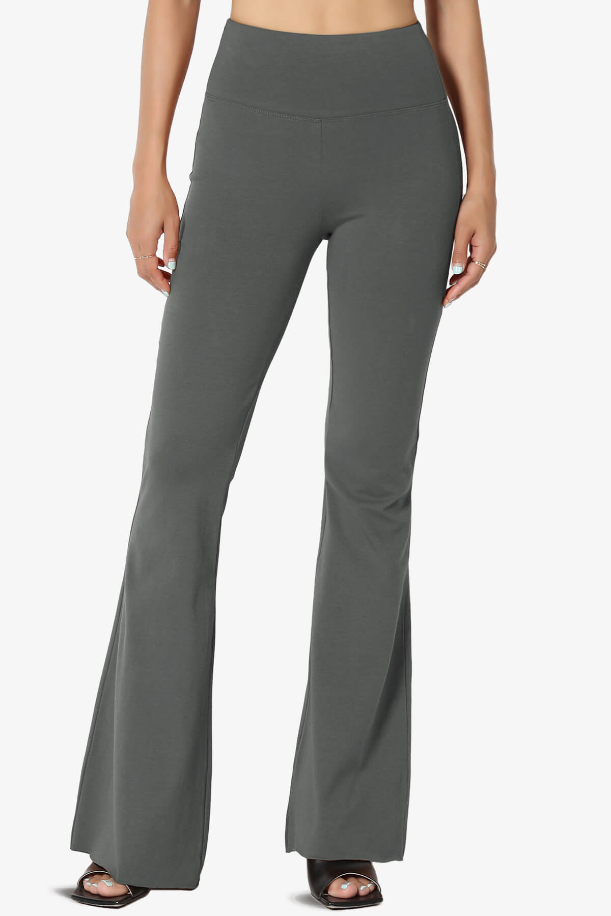 Zaylee Raw Hem Flared Comfy Yoga Pants ASH GREY_1