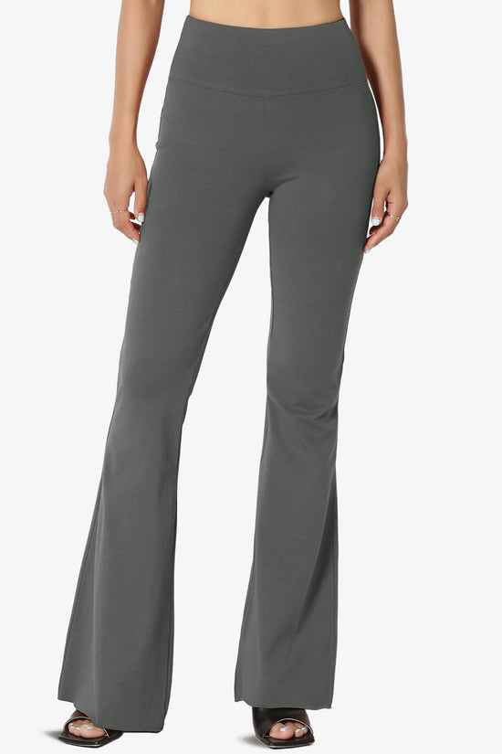 Zaylee Raw Hem Flared Comfy Yoga Pants ASH GREY_1