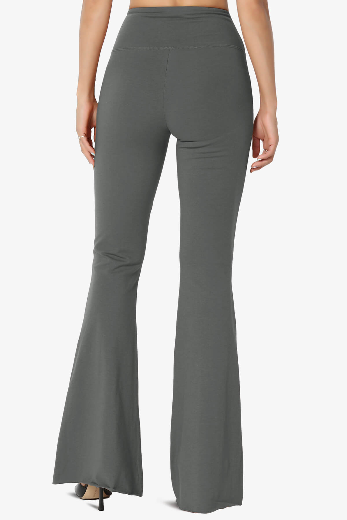 Zaylee Raw Hem Flared Comfy Yoga Pants ASH GREY_2