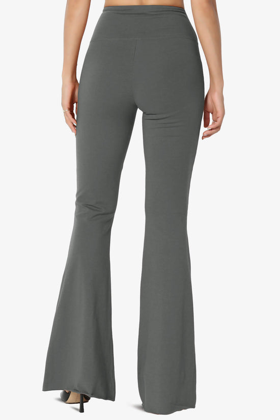 Zaylee Raw Hem Flared Comfy Yoga Pants ASH GREY_2