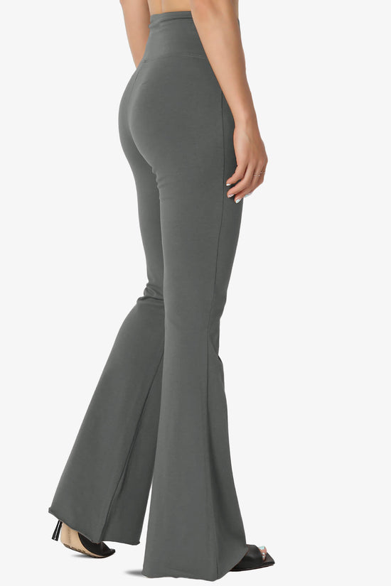 Zaylee Raw Hem Flared Comfy Yoga Pants ASH GREY_4