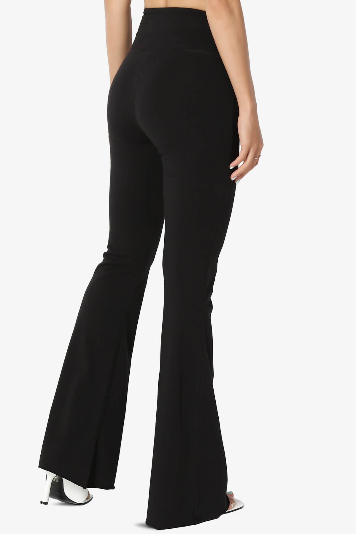 Zaylee Raw Hem Flared Comfy Yoga Pants BLACK_4