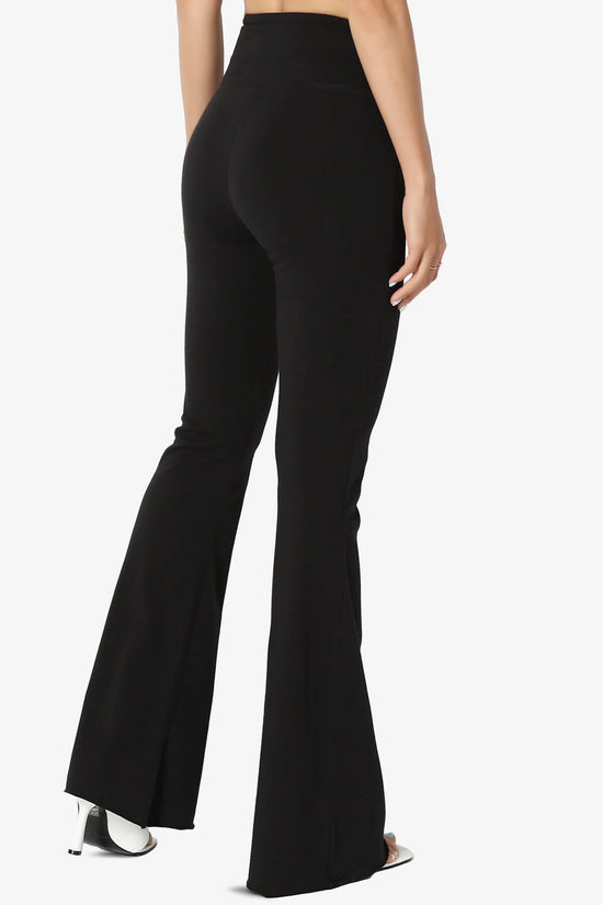 Zaylee Raw Hem Flared Comfy Yoga Pants BLACK_4