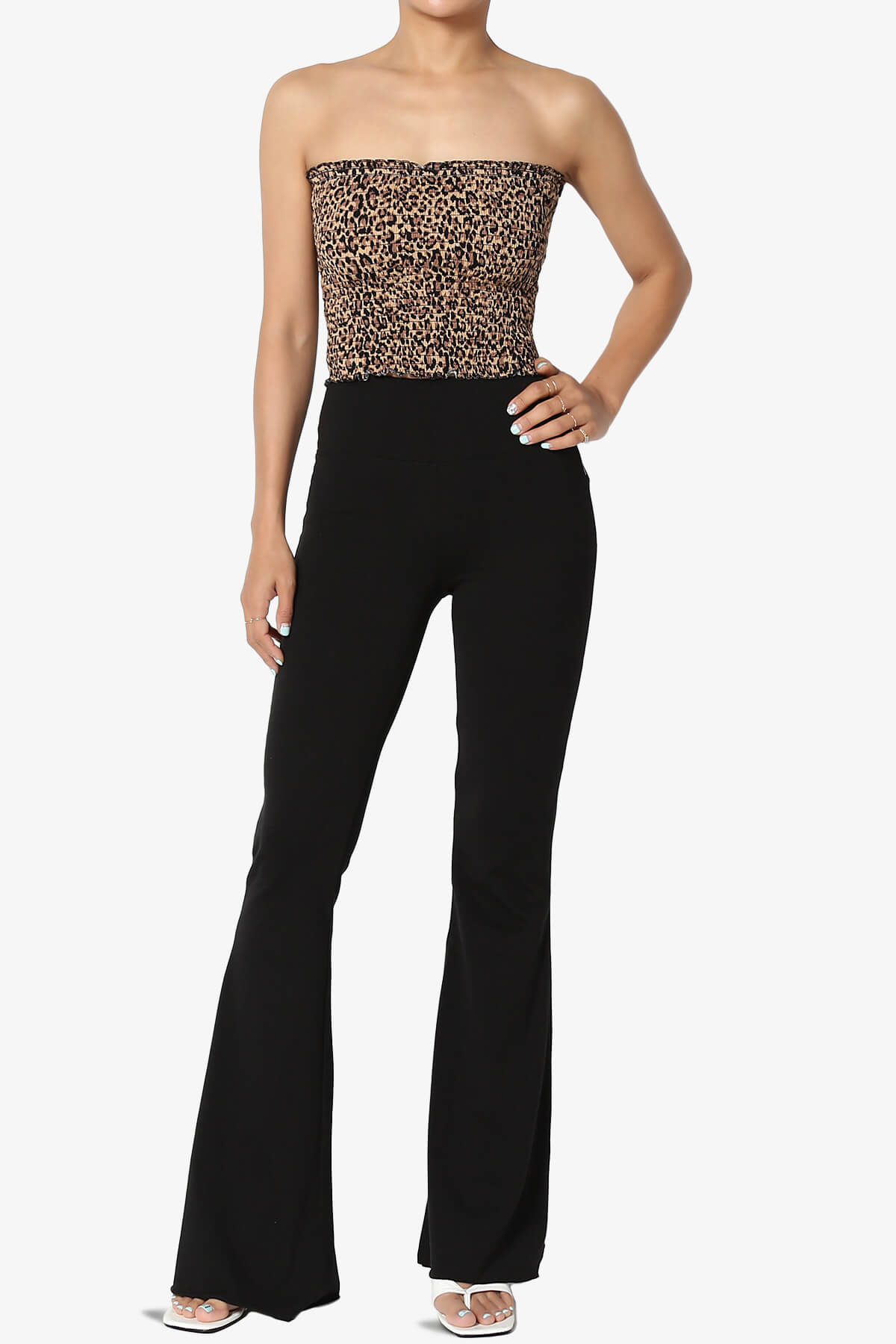 Zaylee Raw Hem Flared Comfy Yoga Pants BLACK_6