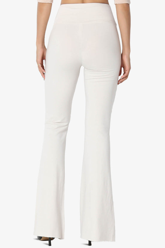 Zaylee Raw Hem Flared Comfy Yoga Pants BONE_2