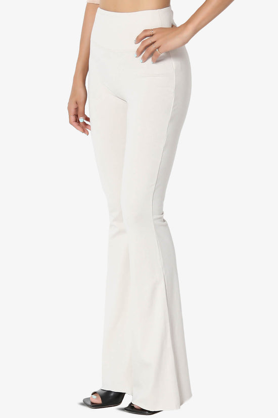 Zaylee Raw Hem Flared Comfy Yoga Pants BONE_3