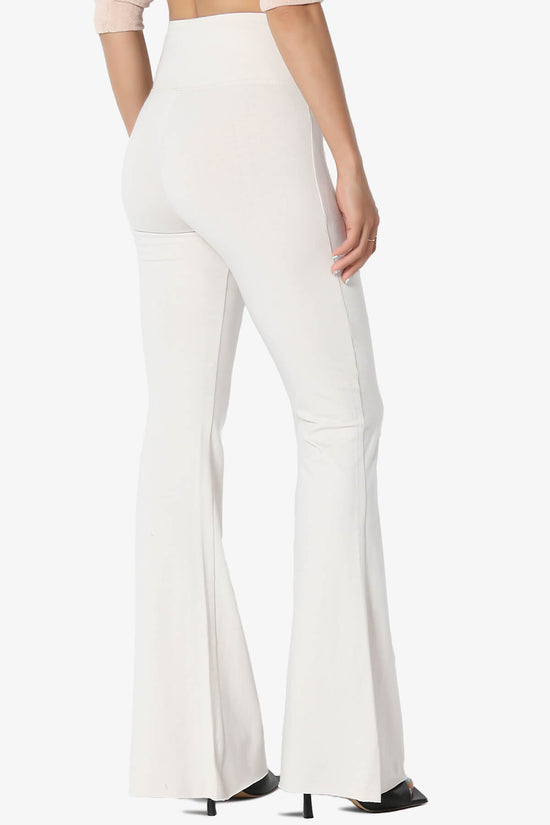 Zaylee Raw Hem Flared Comfy Yoga Pants BONE_4