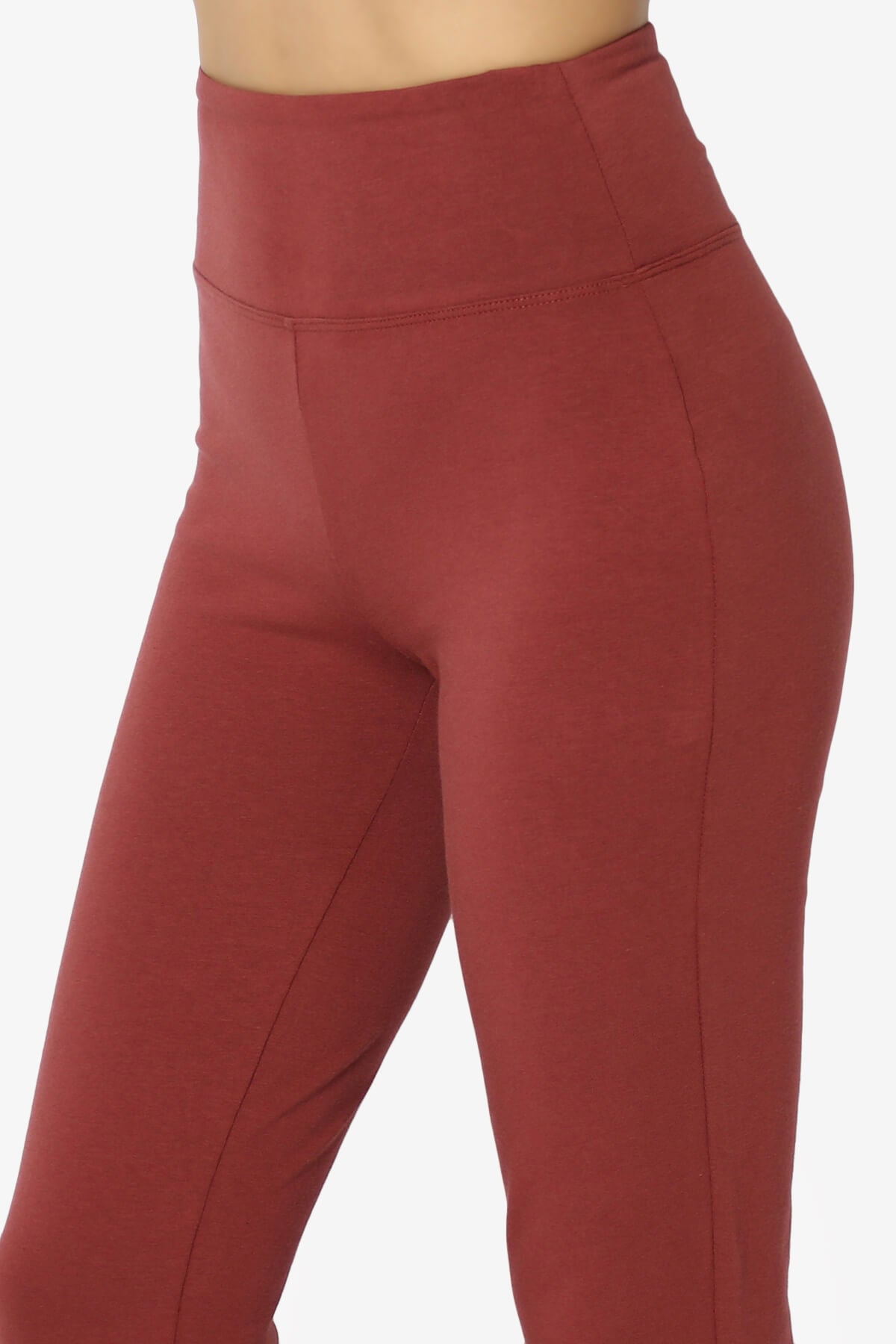 Zaylee Raw Hem Flared Comfy Yoga Pants BRICK_5