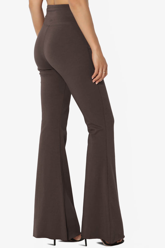 Zaylee Raw Hem Flared Comfy Yoga Pants BROWN_4