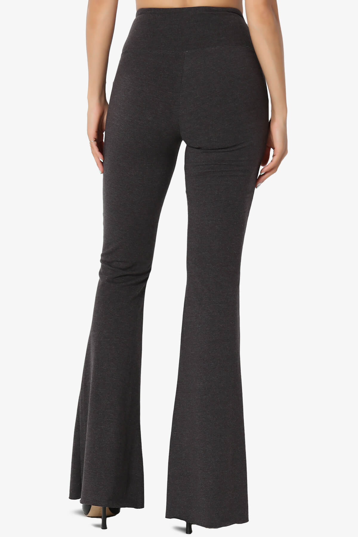 Zaylee Raw Hem Flared Comfy Yoga Pants CHARCOAL_2
