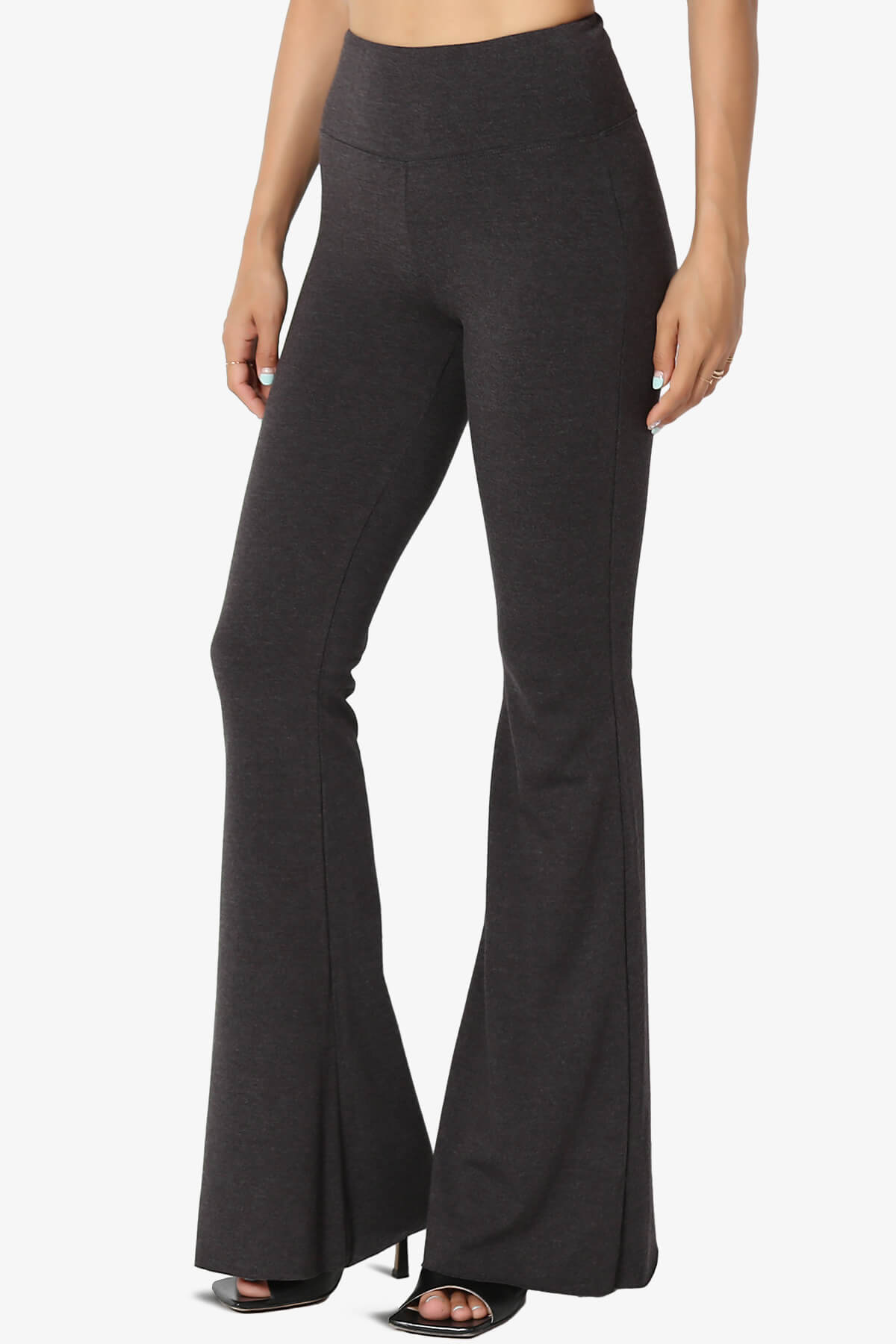 Zaylee Raw Hem Flared Comfy Yoga Pants CHARCOAL_3