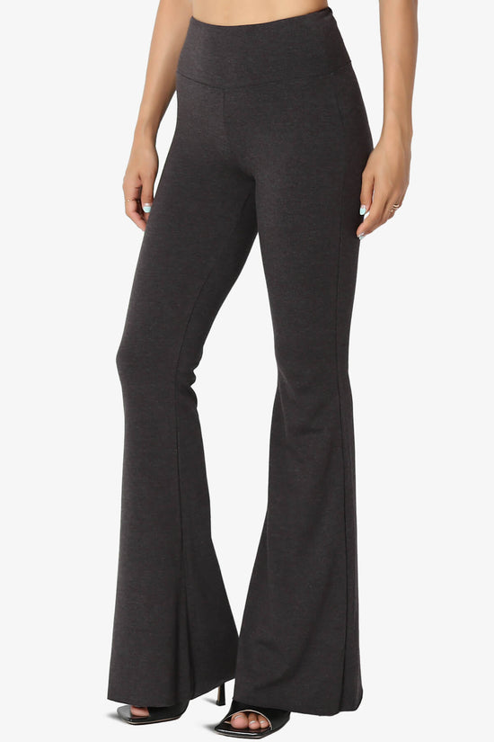 Zaylee Raw Hem Flared Comfy Yoga Pants CHARCOAL_3