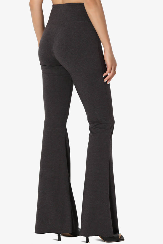 Zaylee Raw Hem Flared Comfy Yoga Pants CHARCOAL_4