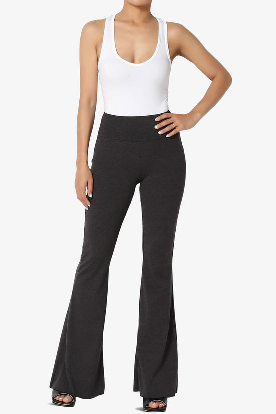 Zaylee Raw Hem Flared Comfy Yoga Pants CHARCOAL_6