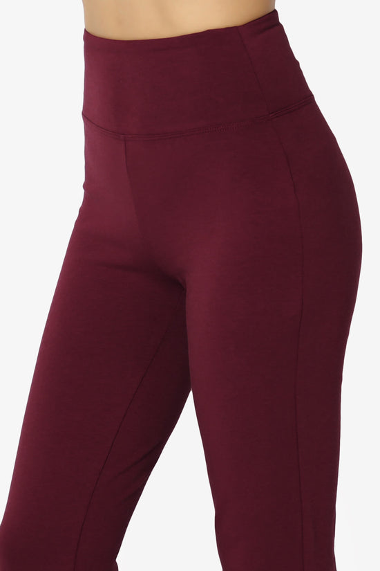 Zaylee Raw Hem Flared Comfy Yoga Pants DARK BURGUNDY_5
