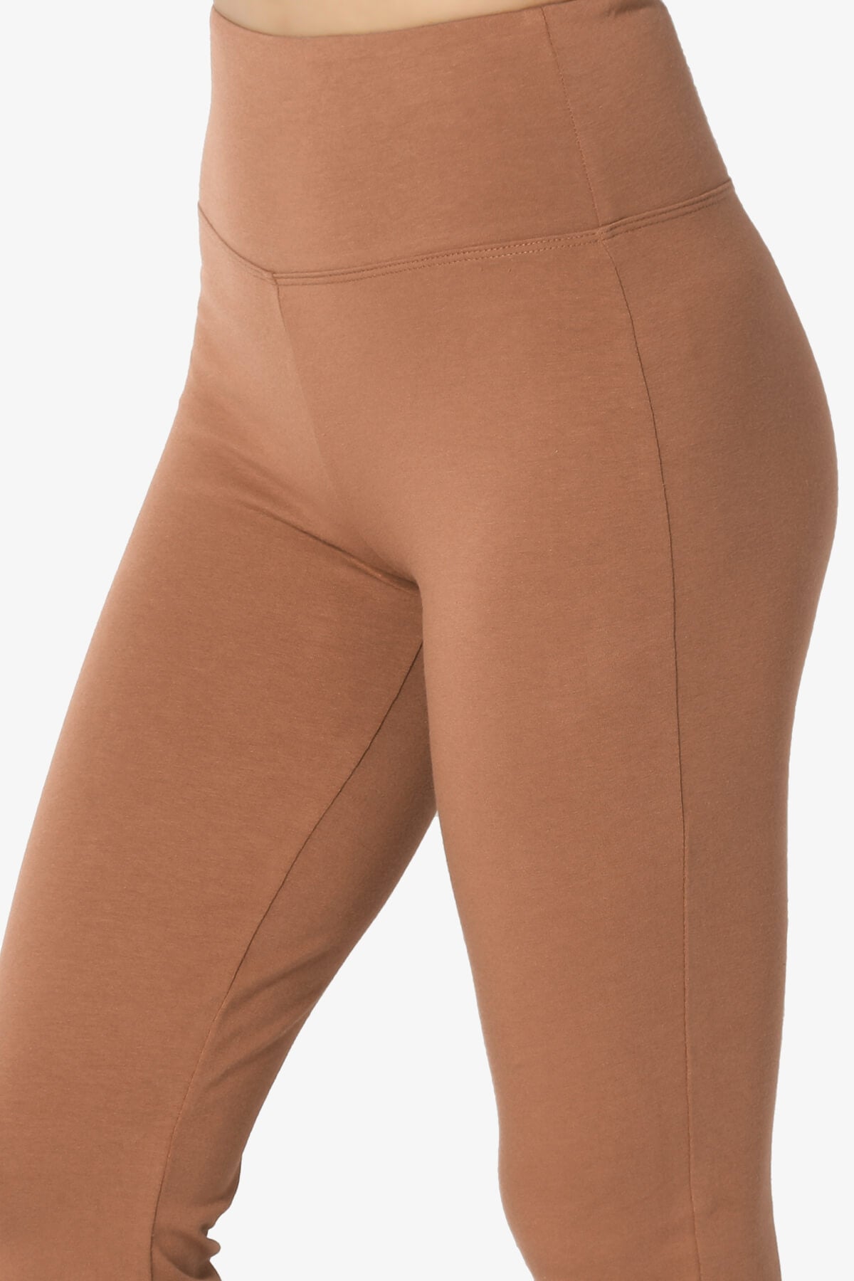 Zaylee Raw Hem Flared Comfy Yoga Pants DEEP CAMEL_5
