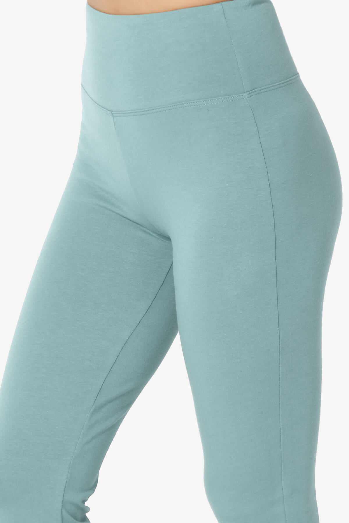 Zaylee Raw Hem Flared Comfy Yoga Pants DUSTY BLUE_5