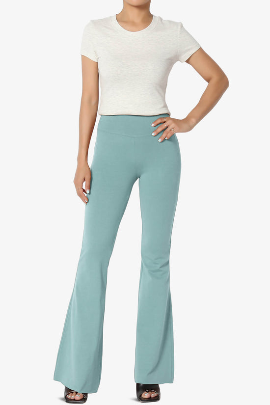 Zaylee Raw Hem Flared Comfy Yoga Pants DUSTY BLUE_6