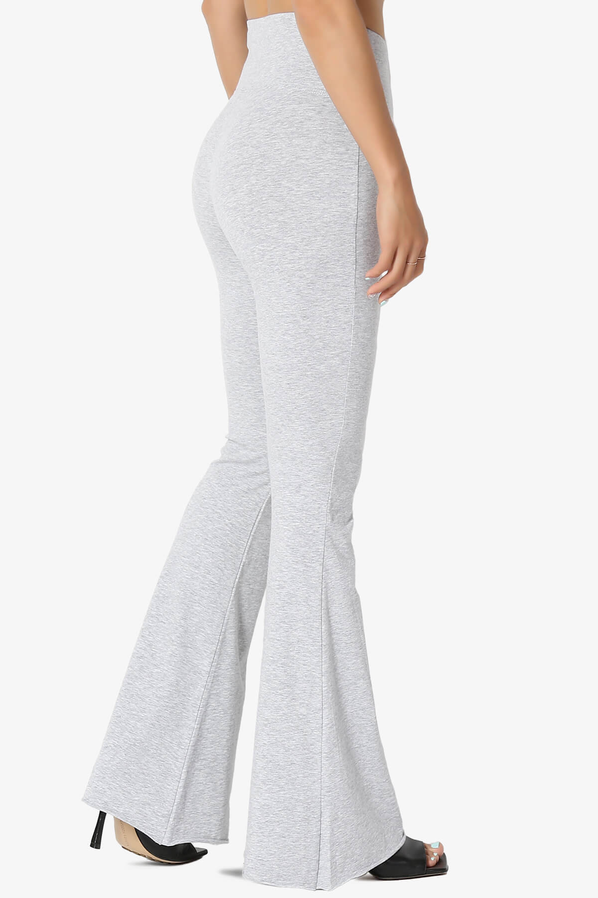 Zaylee Raw Hem Flared Comfy Yoga Pants HEATHER GREY_4