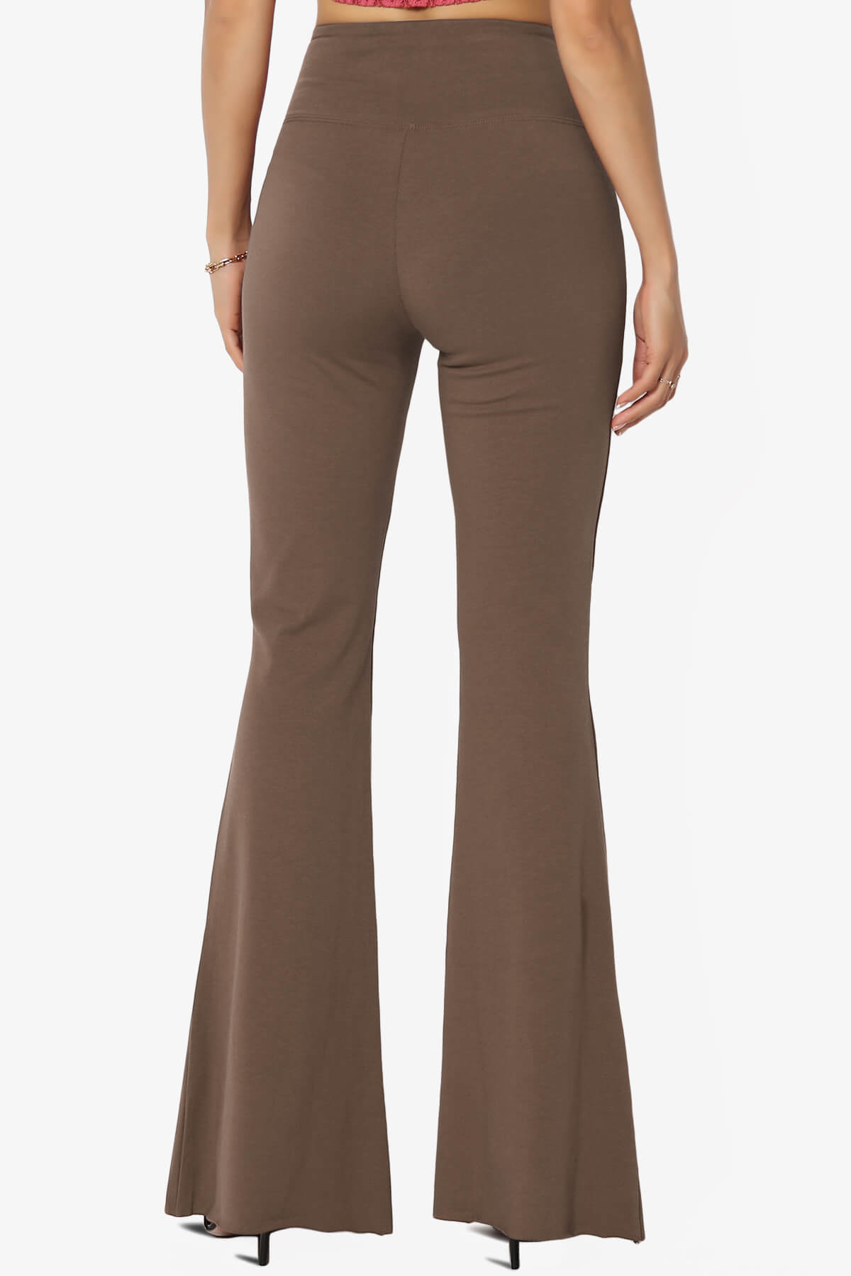 Zaylee Raw Hem Flared Comfy Yoga Pants MOCHA_2
