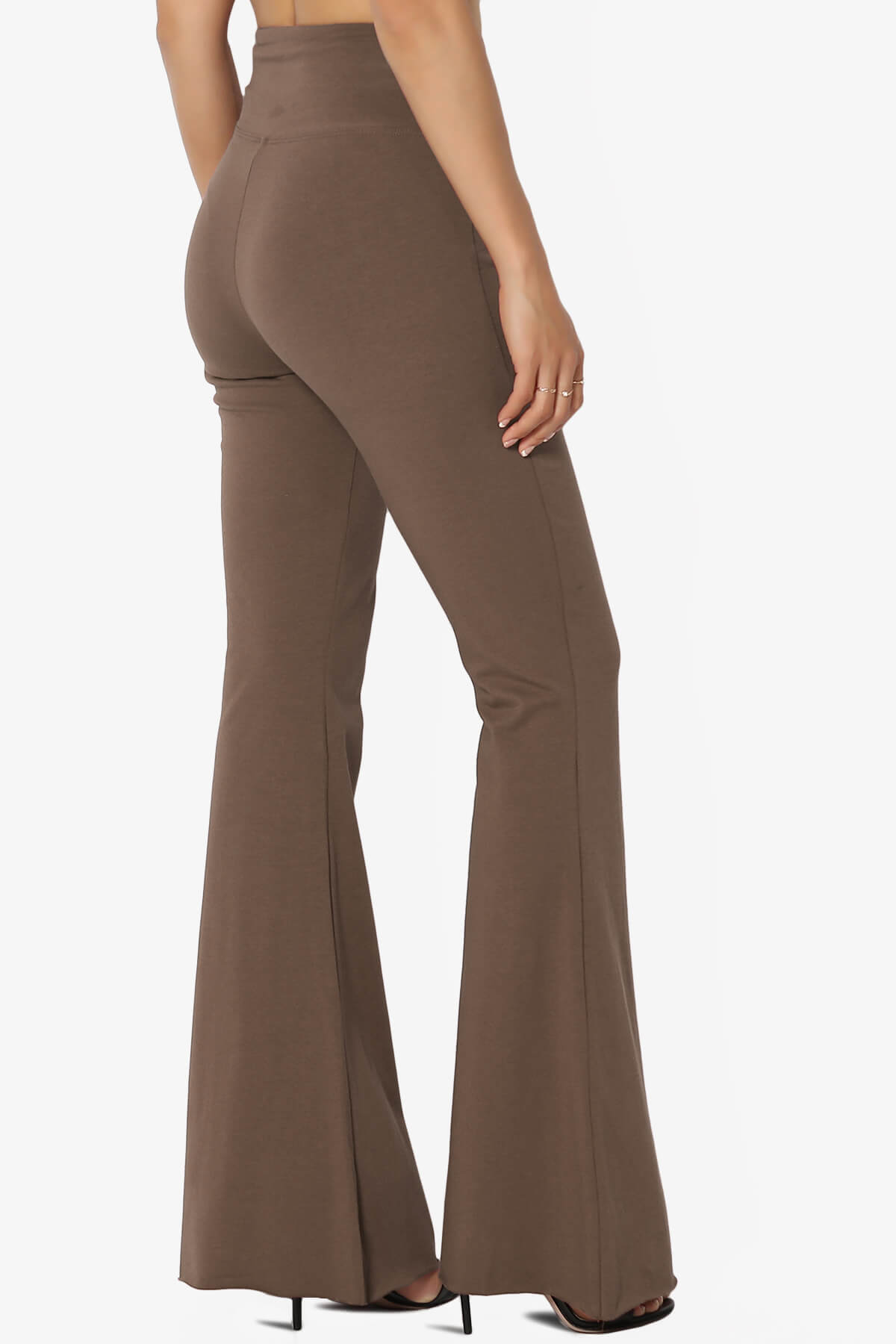Zaylee Raw Hem Flared Comfy Yoga Pants MOCHA_4