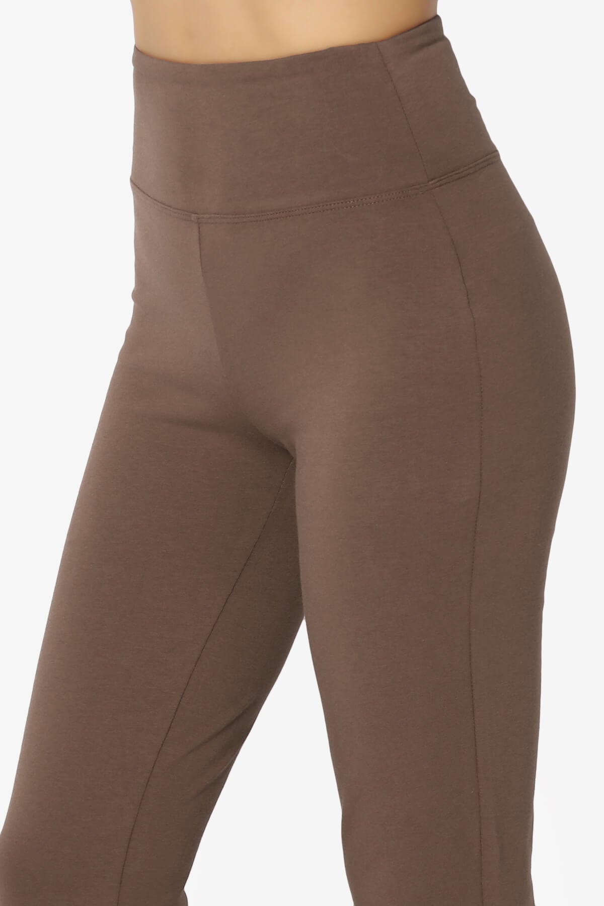 Zaylee Raw Hem Flared Comfy Yoga Pants MOCHA_5