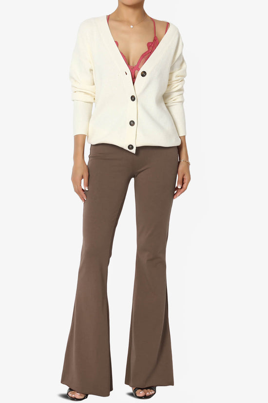 Zaylee Raw Hem Flared Comfy Yoga Pants MOCHA_6