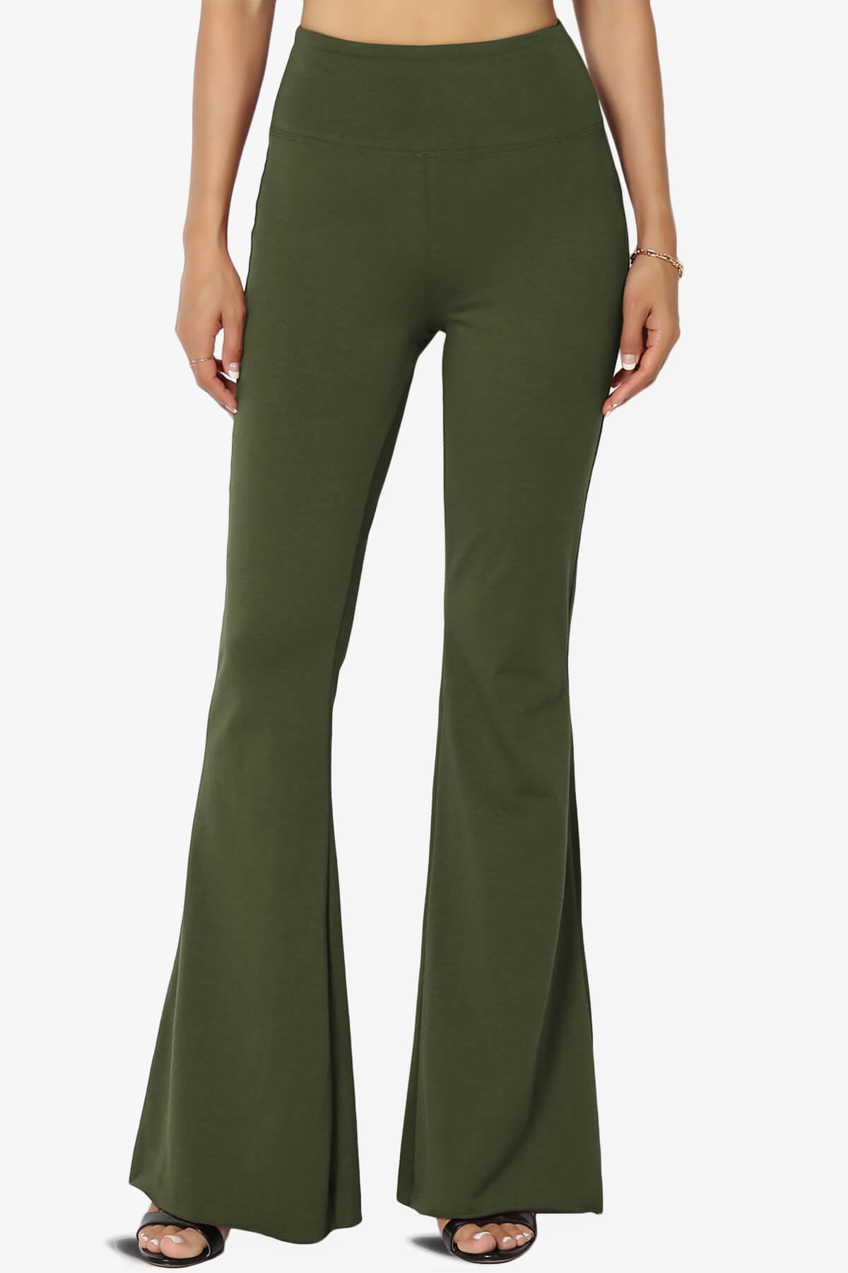 Zaylee Raw Hem Flared Comfy Yoga Pants OLIVE_1