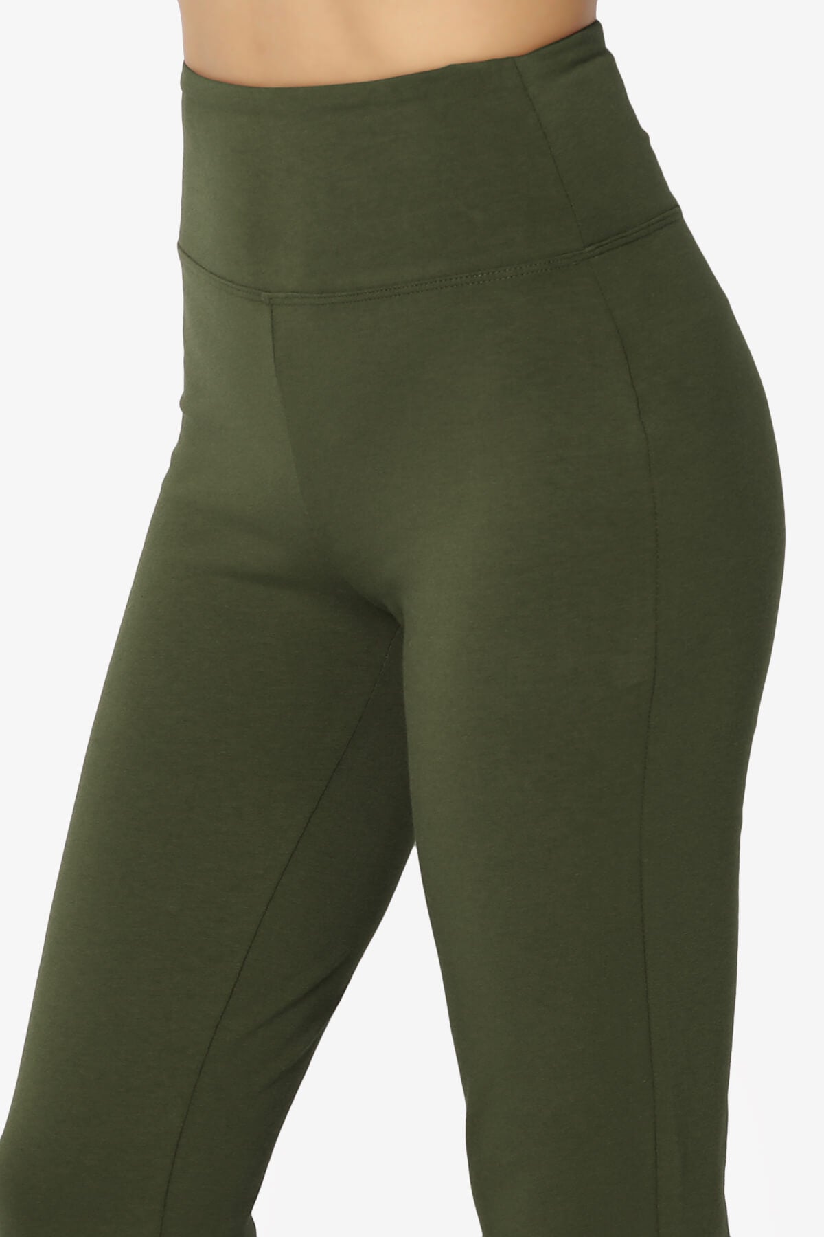 Zaylee Raw Hem Flared Comfy Yoga Pants OLIVE_5