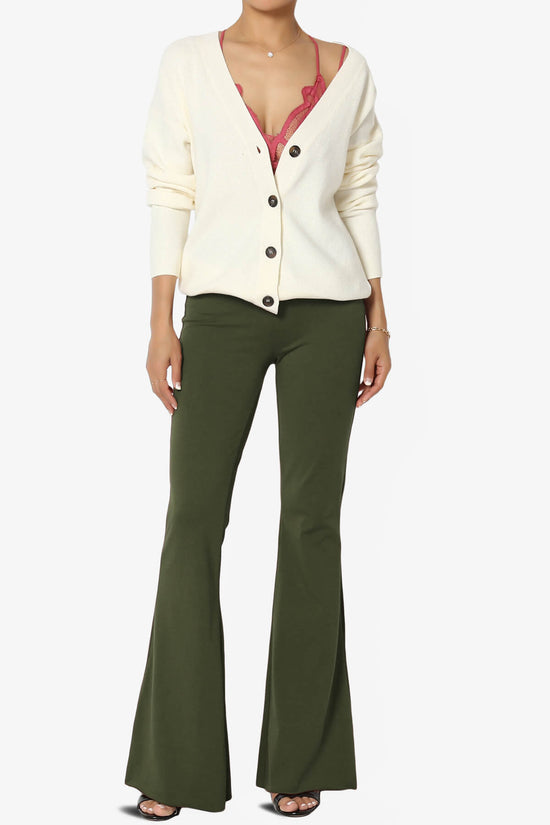 Zaylee Raw Hem Flared Comfy Yoga Pants OLIVE_6