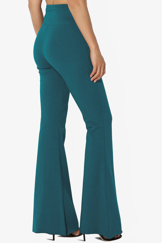 Zaylee Raw Hem Flared Comfy Yoga Pants TEAL_4