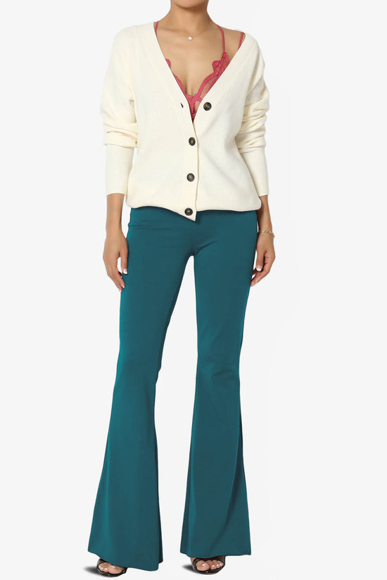 Zaylee Raw Hem Flared Comfy Yoga Pants TEAL_6