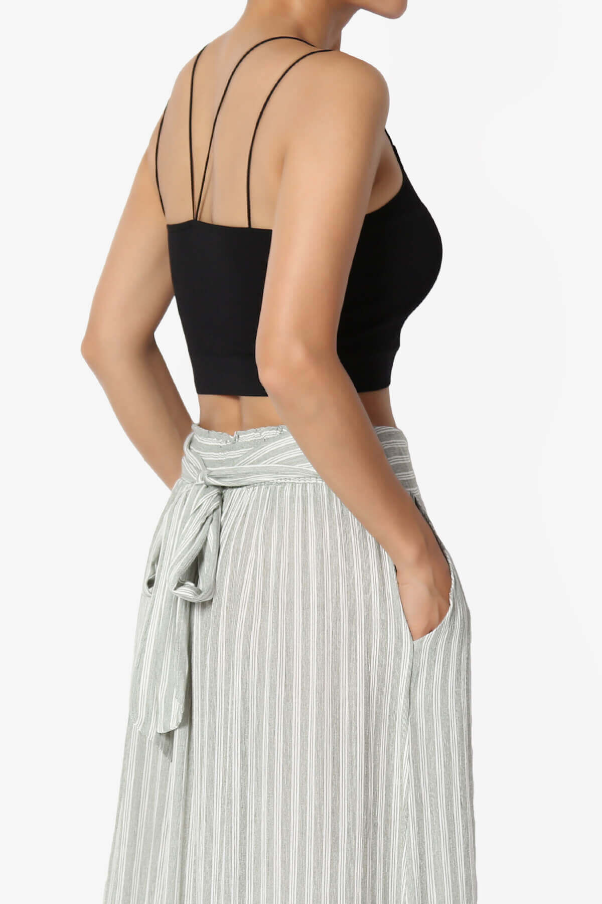 Zippy Skinny Strap Ribbed Seamless Bra Cami BLACK_4