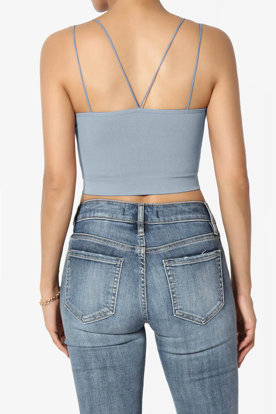 Zippy Skinny Strap Ribbed Seamless Bra Cami DUSTY BLUE_2