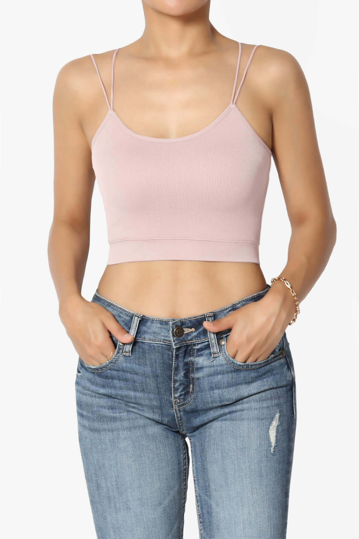 Zippy Skinny Strap Ribbed Seamless Bra Cami DUSTY BLUSH_1