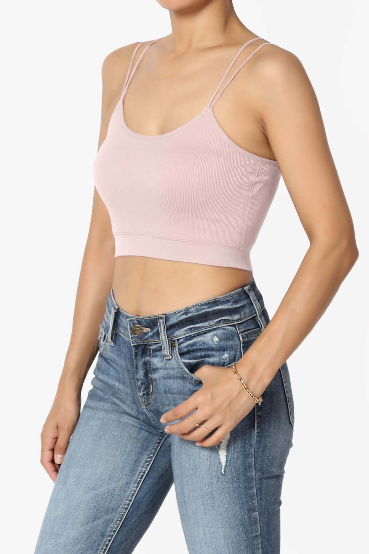 Zippy Skinny Strap Ribbed Seamless Bra Cami DUSTY BLUSH_3