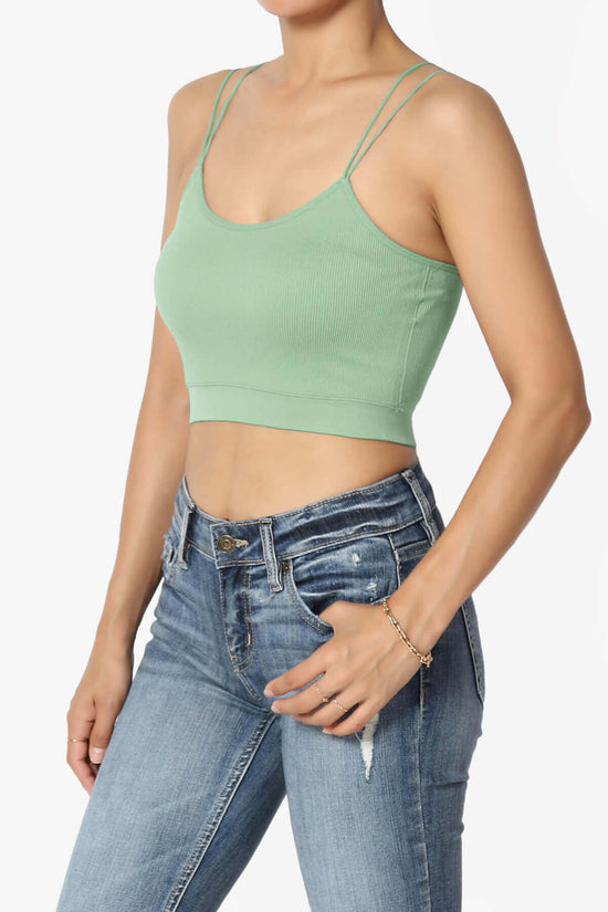 Zippy Skinny Strap Ribbed Seamless Bra Cami LIGHT GREEN_3