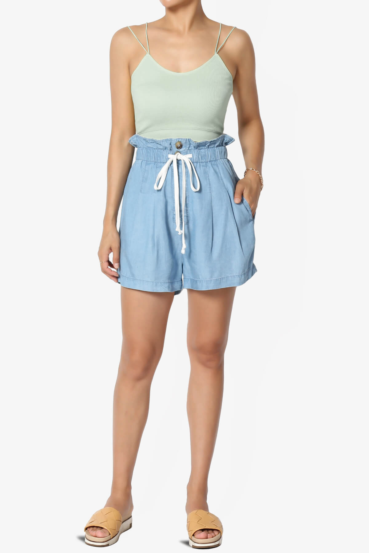 Zippy Skinny Strap Ribbed Seamless Bra Cami LIGHT SAGE_6