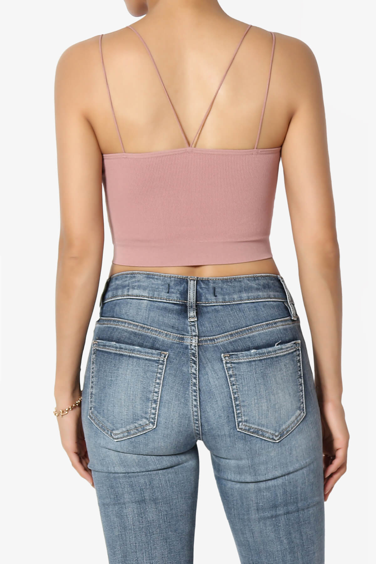 Zippy Skinny Strap Ribbed Seamless Bra Cami MAUVE_2