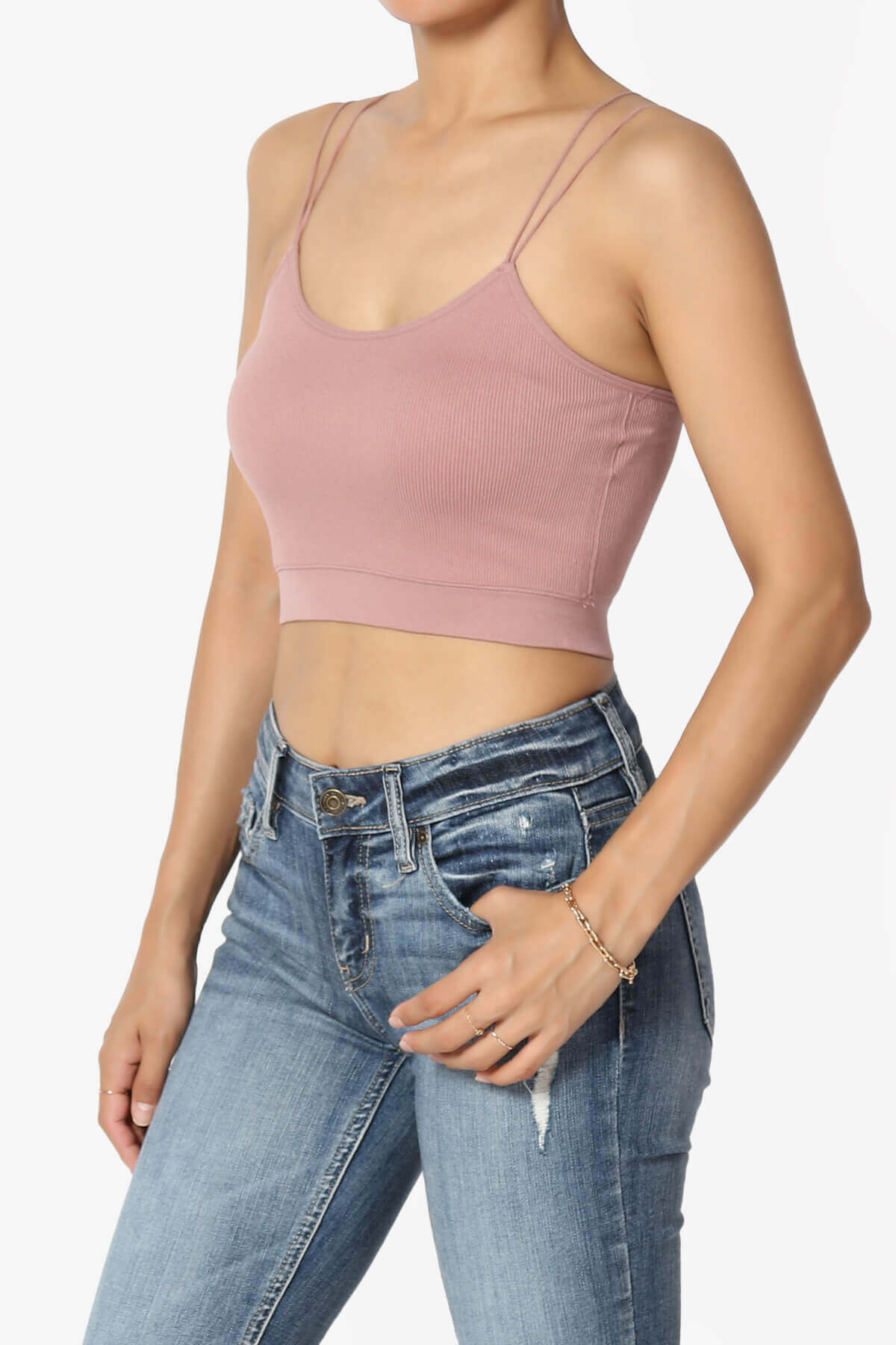 Zippy Skinny Strap Ribbed Seamless Bra Cami MAUVE_3