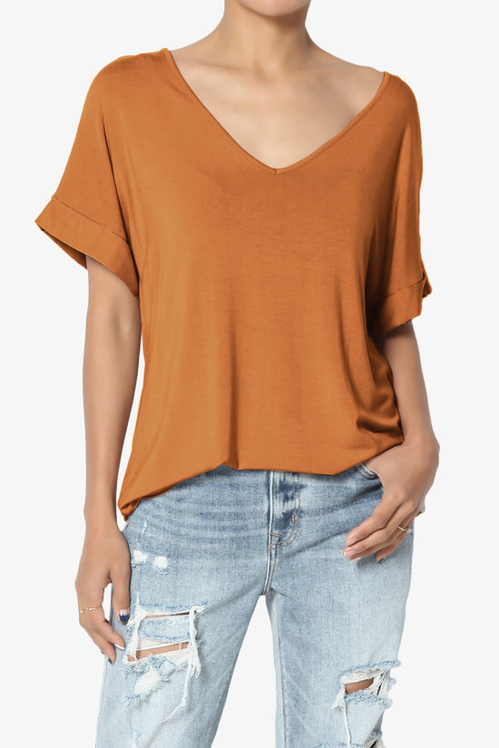 Tracey Wide V-Neck Jersey Top PLUS
