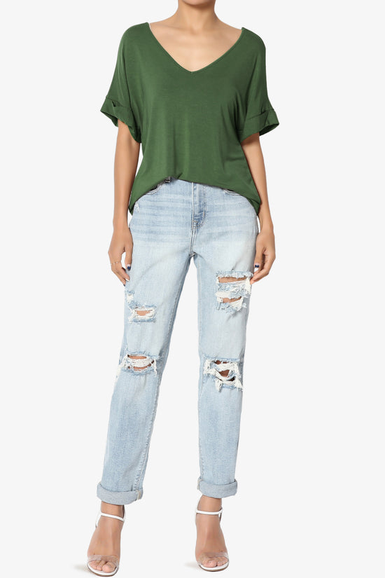 Tracey Wide V-Neck Jersey Top