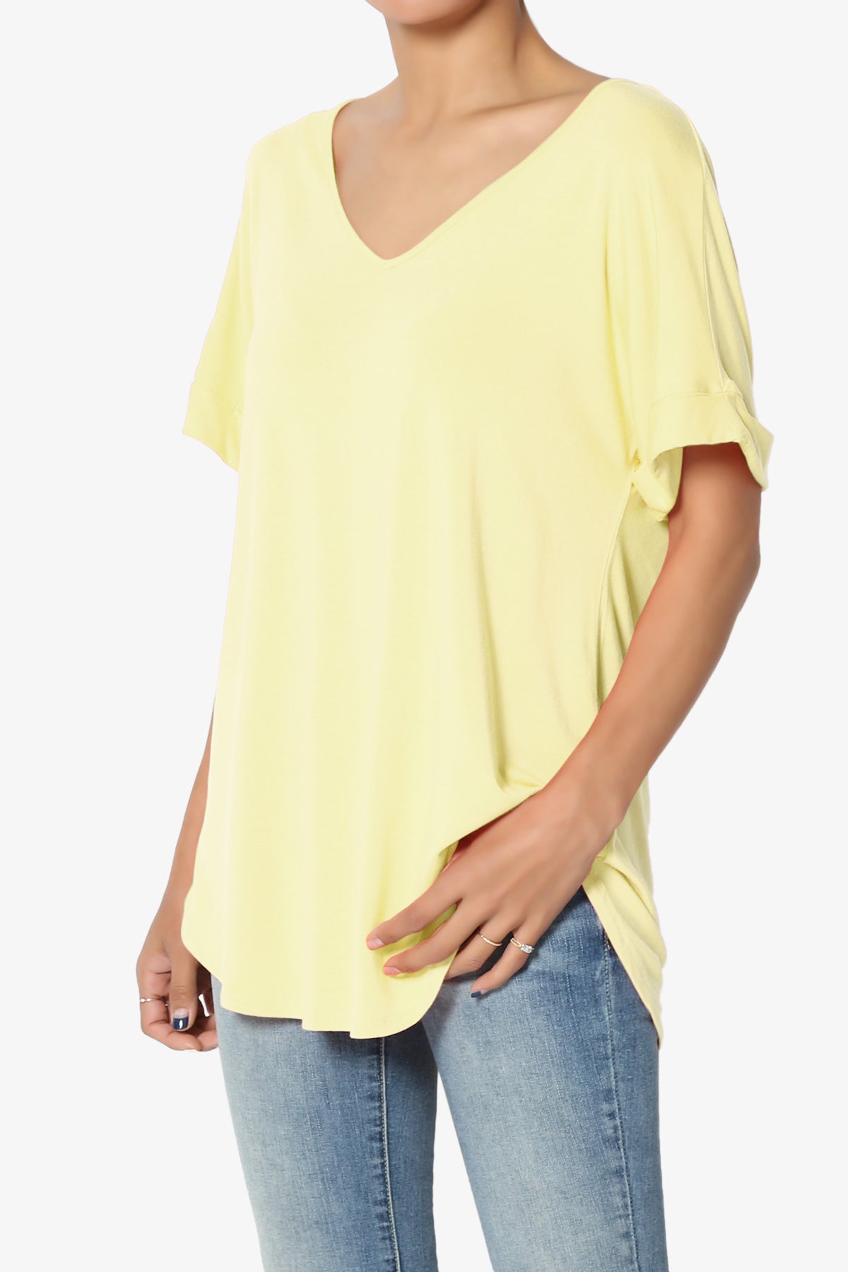 Tracey Wide V-Neck Jersey Top