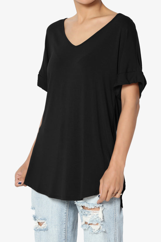 Tracey Wide V-Neck Jersey Top