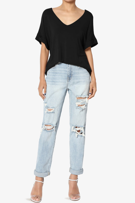 Tracey Wide V-Neck Jersey Top