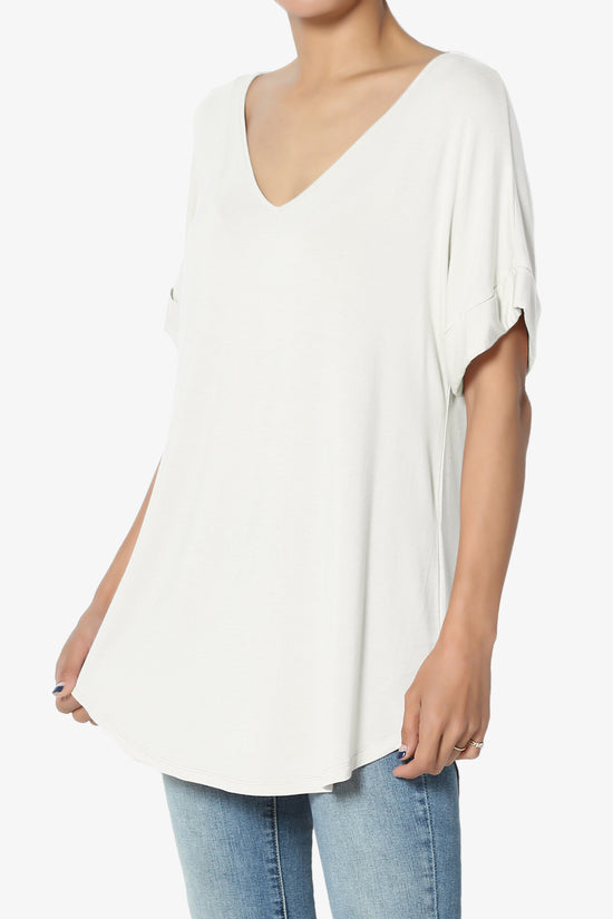 Tracey Wide V-Neck Jersey Top