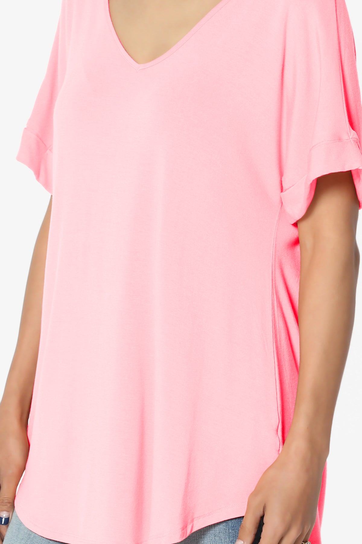 Tracey Wide V-Neck Jersey Top