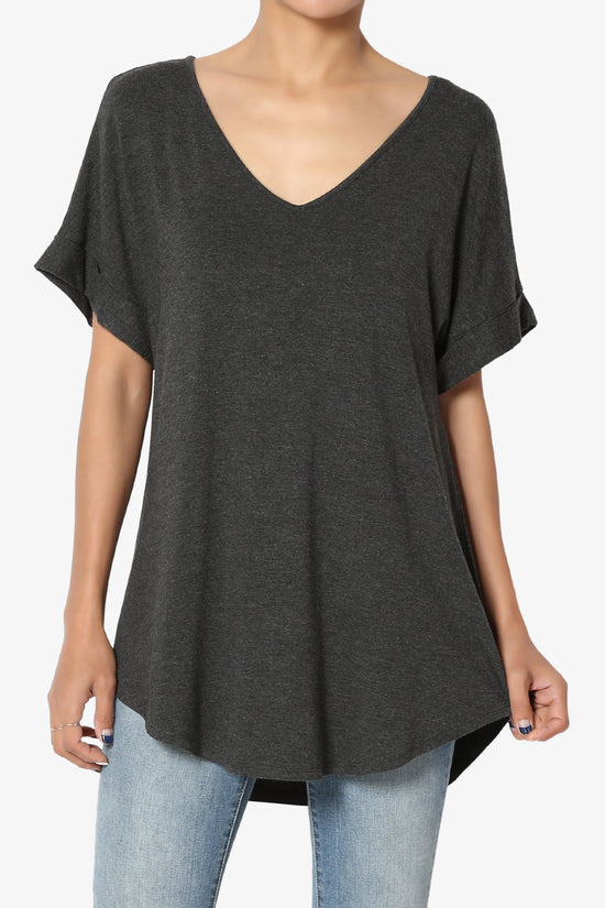 Tracey Wide V-Neck Jersey Top